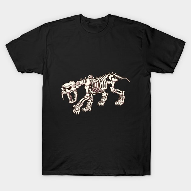 Sabertooth Skeleton T-Shirt by TheMaskedTooner